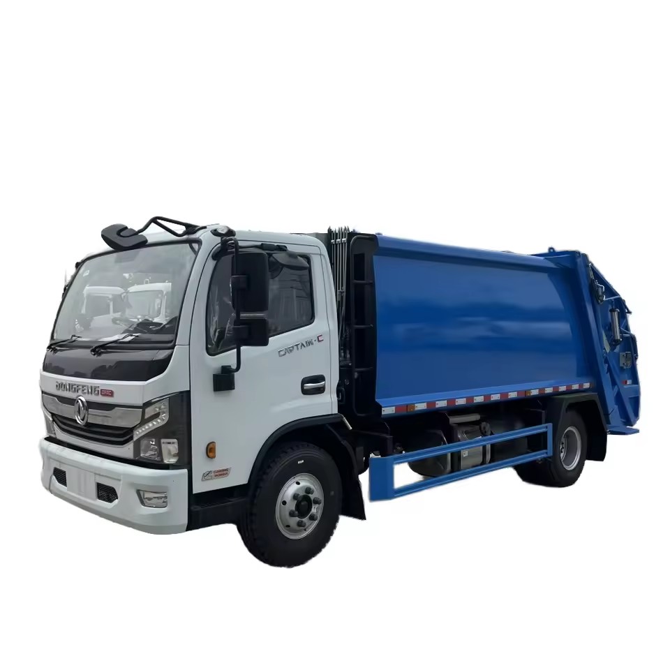 مخصصة Dongfeng 4x2 شاحنة ضاغط النفايات الديزل 7 CBM القدرة 240L 660 L القمامة الزرقاء يمكن القمامة