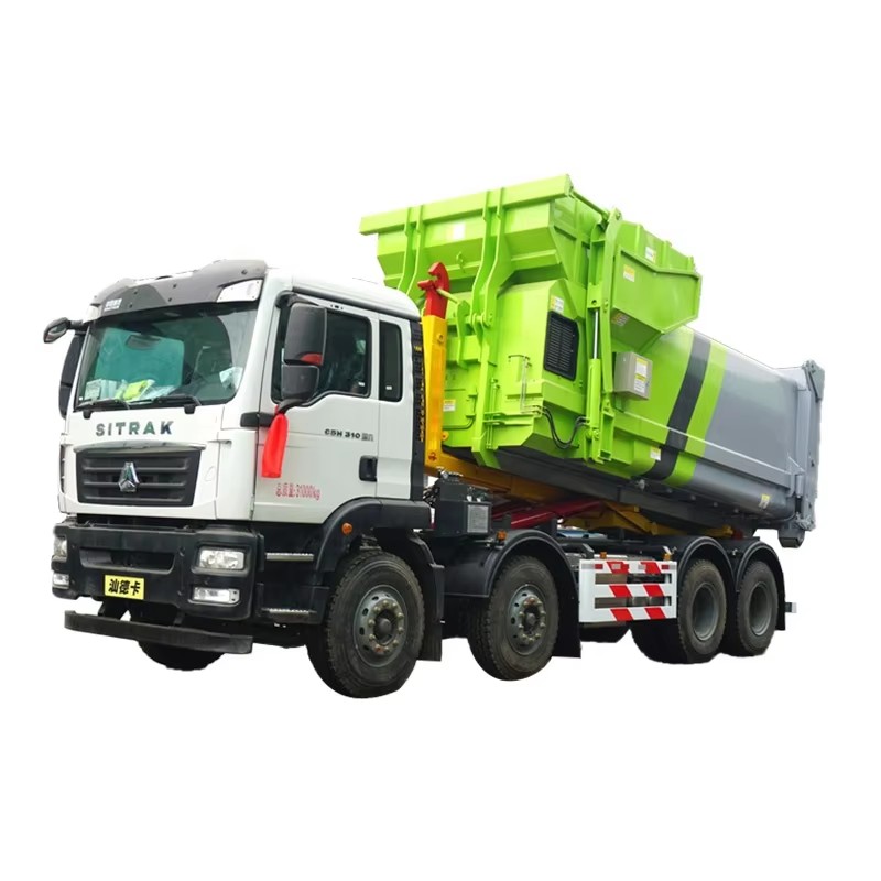 Sinotruk Sitrak 20 طن 25 طن هوك رفع شاحنة القمامة 8x4 الثقيلة لفة قبالة شاحنة القمامة النفايات الديز