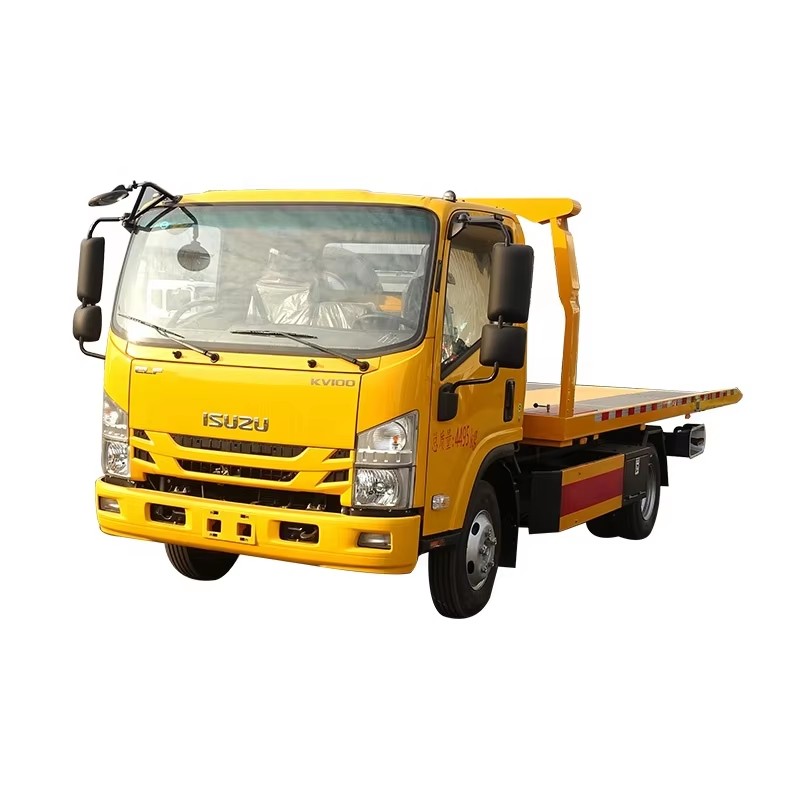 1SUZU ELF KV100 شاحنة سحب محطم مسطحة 4x2 شاحنة إنقاذ الطرق للبيع