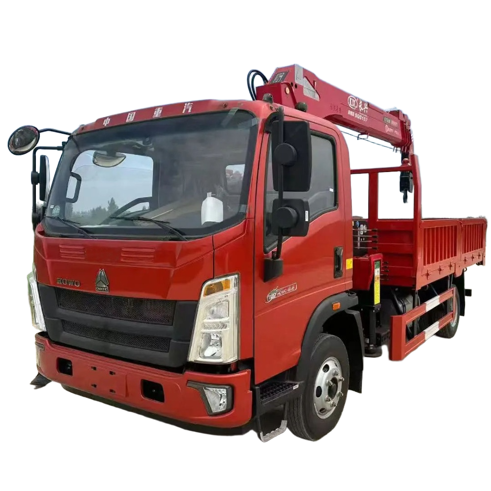 Sinotruk Howo 4 X2 رافعة شاحنة 6 طن طفرة تلسكوبية جديدة عالية الكفاءة علبة التروس مضخة المحرك للبيع