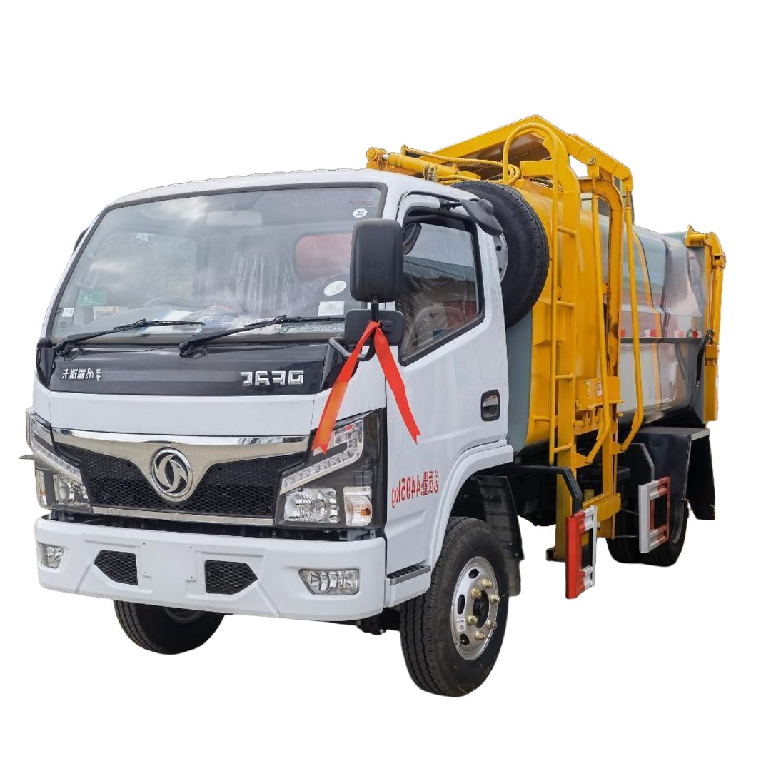 Dongfeng 5-Cbm أوتوماتيكية شاحنة القمامة الديزل 4x2 محرك عجلة المصنع مباشرة الجانب المثبتة دلو غو