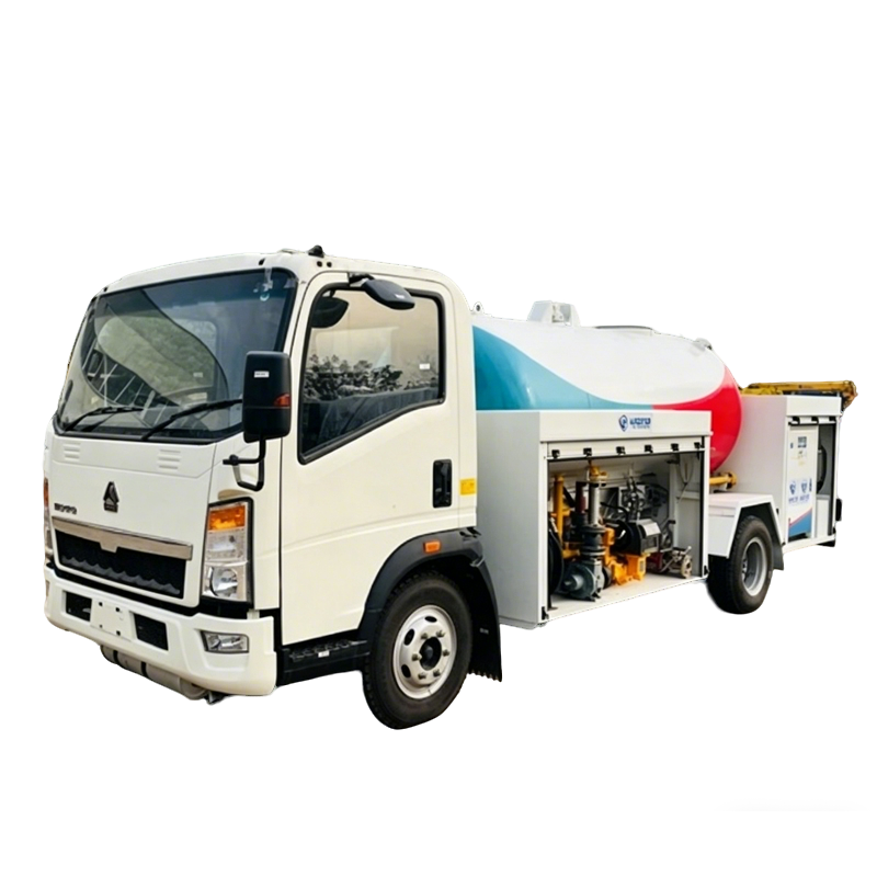 HOWO 5000 لتر LPG Bobtail شاحنة للطبخ اسطوانة Refiiling